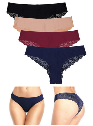 EFINNY Women Lace Briefs Crotchless Panties Bow Backless Intimates Thongs  Sexy Lingerie 