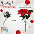 thumbnail image 2 of A1U Artificial 7-Stem White and Red Poinsettias, Christmas Holiday Plastic Polyester Wire DIY Ornaments Accessories Crafts Party Fake Flowers Garlands Wreath Centerpiece Mantles Decorations, 12-in., 2 of 7