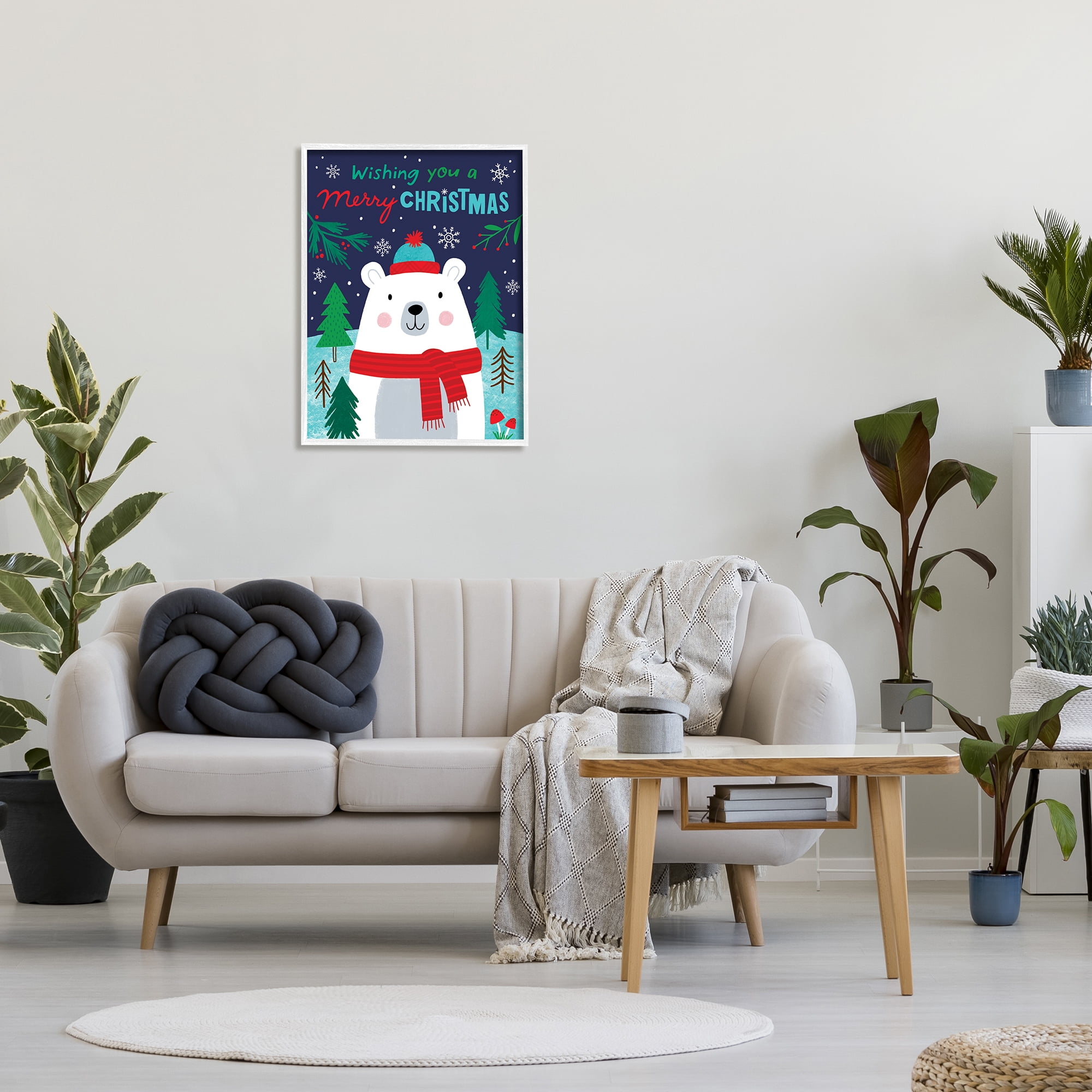 Stupell Industries Polar Bear Forest Wishing You Merry Christmas Phrase, 24 x 30, Design by Nina Seven