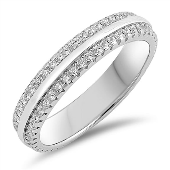 White Cubic Zirconia Thumb Eternity Elegant Ring Sterling Silver Band 925 Jewelry Female Male Size 6