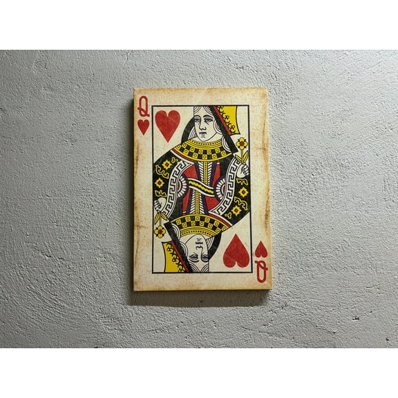 Queen Art Canvas, Abstract Wall Decor, Playing Card Canvas Art, Modern Art, Play Room Art, Queen of Hearts Playing Card Printed, Canvas Wall Decor - Rolled Canvas