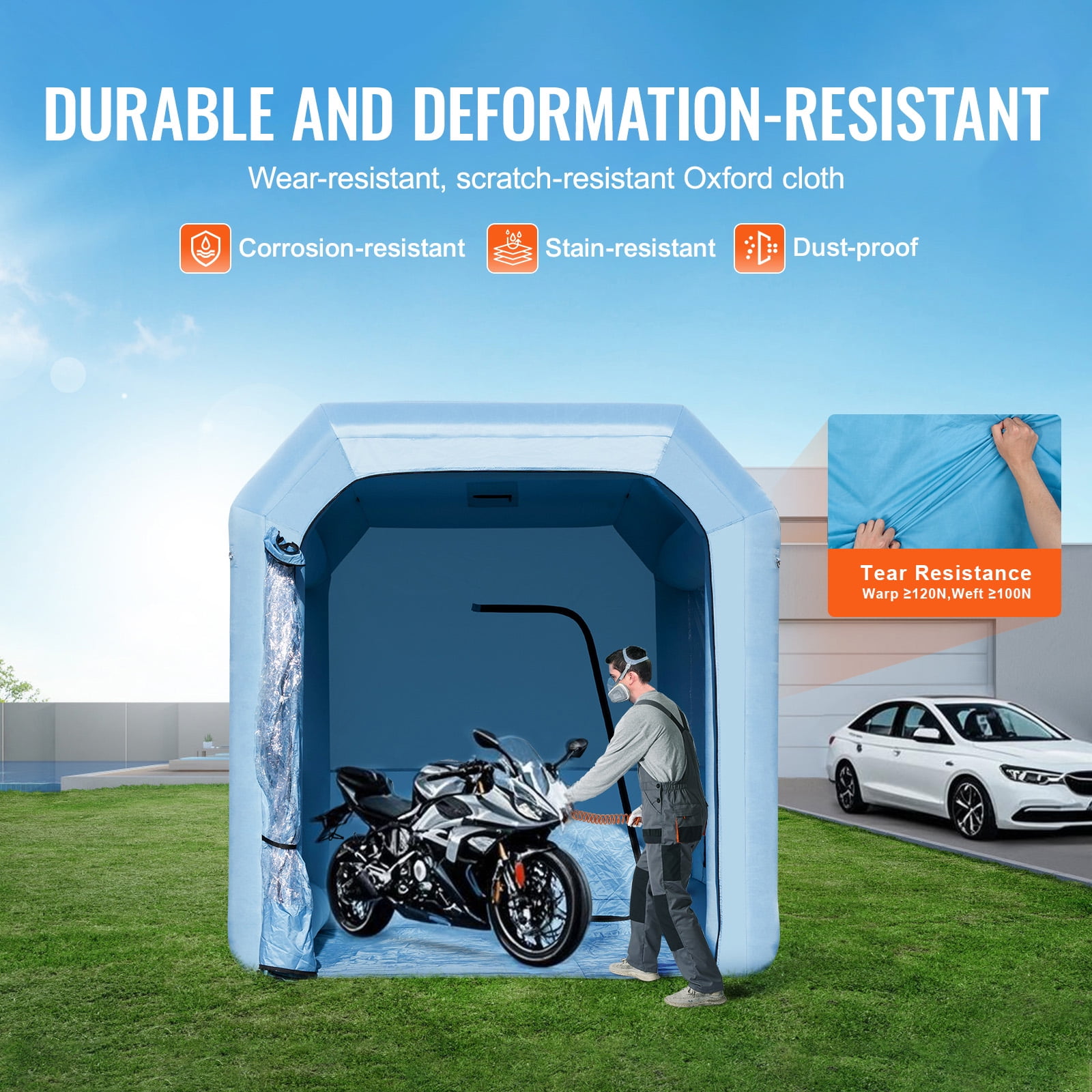 KFFKFF Inflatable Paint Booth, 9.8 x 8.2 x 8.2 ft, Includes 550W Blower & Filtration System, Ideal for Motorcycles, Bikes, & Small Furniture