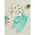 thumbnail image 2 of Infant Baby Girls Boys Pants Set, Long Sleeve Crew Neck Carrot Print Sweatshirt with Sweatpants, 2 of 8