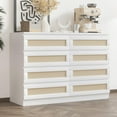 thumbnail image 1 of Garvee Commode en Rotin à 8 Tiroirs, Armoire de Rangement Autoportante pour Chambre et Salon pour Chambre, Garde-Robe, Salon, Entrée, Meuble Télé, Blanc, 1 of 9