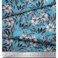thumbnail image 3 of Soimoi Tissu en Poly Georgette Bleu Feuilles & Lys Imprimé Floral 1 Yard 52 Pouces de Large, 3 of 3