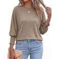 thumbnail image 3 of BTFBM Womens Tops Dressy Casual Summer T Shirts Crewneck 3/4 Sleeve Beach Vacation Loose Tunic Spring Work Blouse, 3 of 9