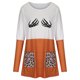 thumbnail image 5 of Moda mujer casual impreso cuello redondo manga larga otoño blusa pullver tops Pompotops FGAJ8704, 5 of 9
