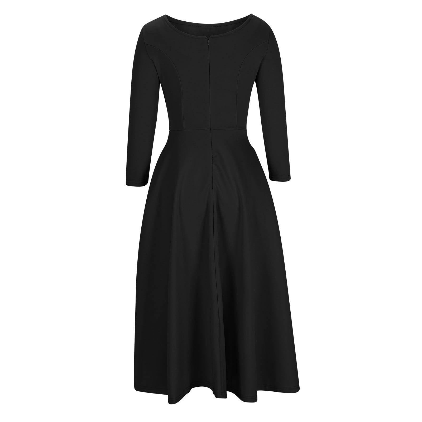 Women's Elegant Bell Sleeve Cocktail Party Dresses for Wedding Guest Fit and Flare Modest Church Midi Evening Dress