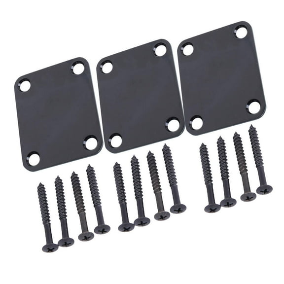 HOMEMAXS Black Metal Guitar Neck Plate for Electric Guitar Use Durable and Ergonomic Design with Screws 3pcs