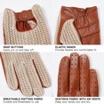 thumbnail image 3 of Guantes tejidos para hombre con pantalla táctil de piel de cabra para la conducción diaria de motociclismo, 3 of 8