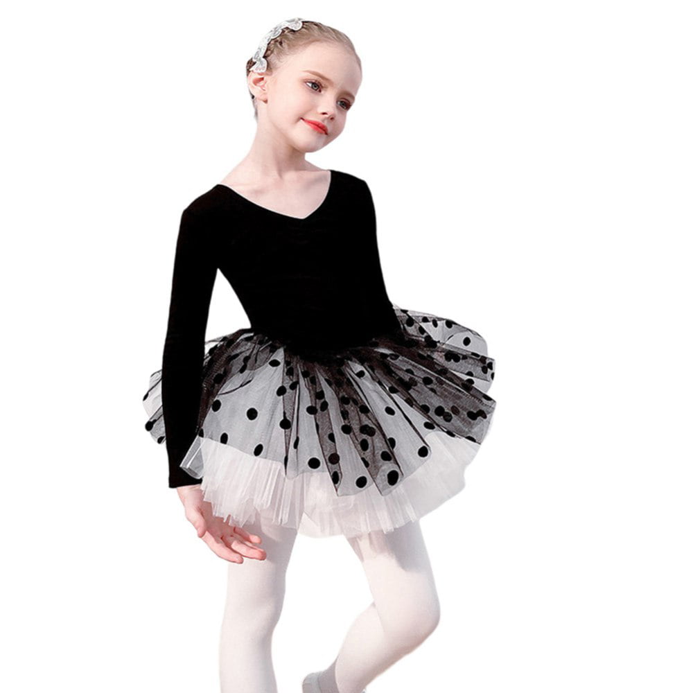 Arshiner GirlsCute Sweet Dancing Ballet Dress Long Sleeve Leotard 