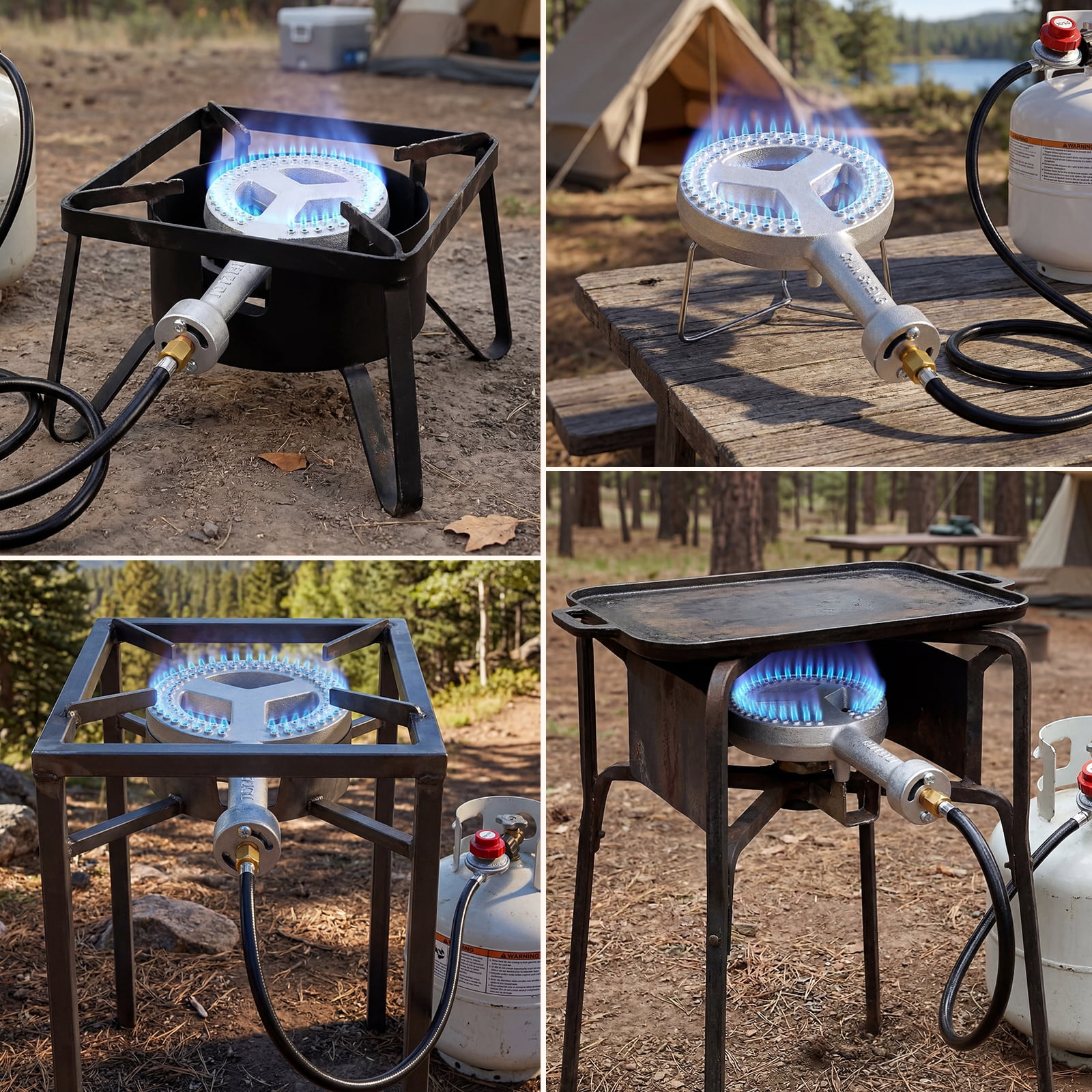SIXDAY 260,000 BTU Propane Burner Stove, Heavy Duty Gas Camping Stove with 0-20 PSI Regulator & Steel-Braided Hose for Turkey Frying and Brewing