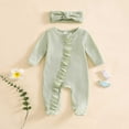 thumbnail image 2 of Baby Bodysuit For Boys And Girls Long Sleeve Footed Romper with Snap Closure In Solid Colors For Fall And Winter Infant Wear, 2 of 6