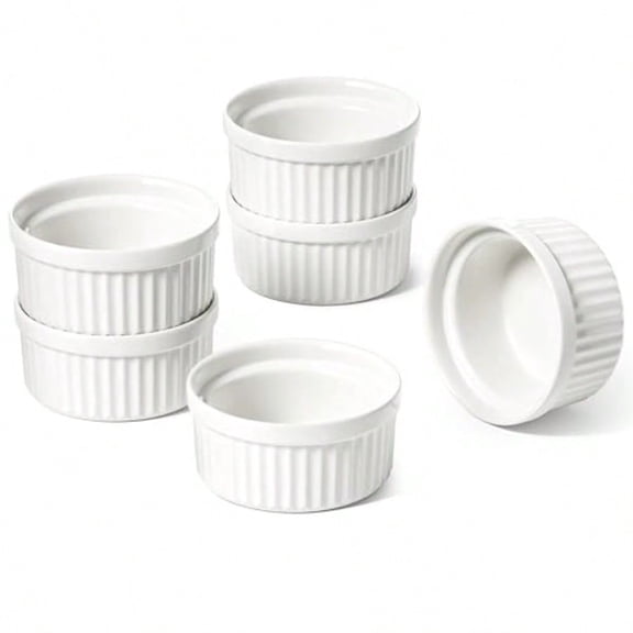 Sauce Cups 2 OZ Small Dipping Bowls Mini Ceramic Ramekins Souffle Dishes Sauce Dip Bowls for Charcuterie Boards Microwave and Oven Safe Set of 6 White