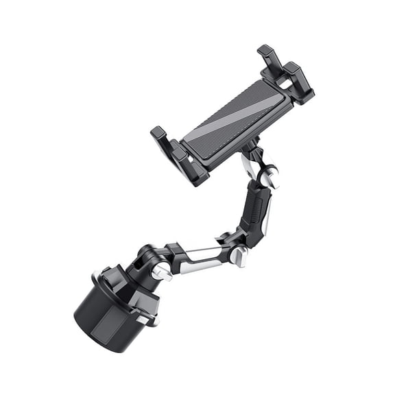 Space Saving Universal Car Cup Holder Mount With Adjustable Phone Tablet Stand Foldable Design For Multiple Device Use
