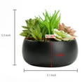 thumbnail image 2 of MyGift 5 inch Mini Black Ceramic Round Bowl with Artificial Succulents, 2 of 5