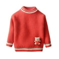thumbnail image 2 of Spazoro Toddler Girls Sweaters, Fall Winter Knitted Cotton Long Sleeve Crew Neck Pullover Tops for Kids Girls Boys Red Size 6 T, 2 of 7