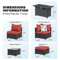 thumbnail image 6 of 6 PCS Patio Furniture Sets w/ 42" Fire Pit Table Outdoor Conversation Sectional Sofa w/ 50000 BTU Propane Fire Pit Weaving Wicker Rattan Patio Conversation Set With Ottoman, Cushion And Coffee Table, 6 of 8
