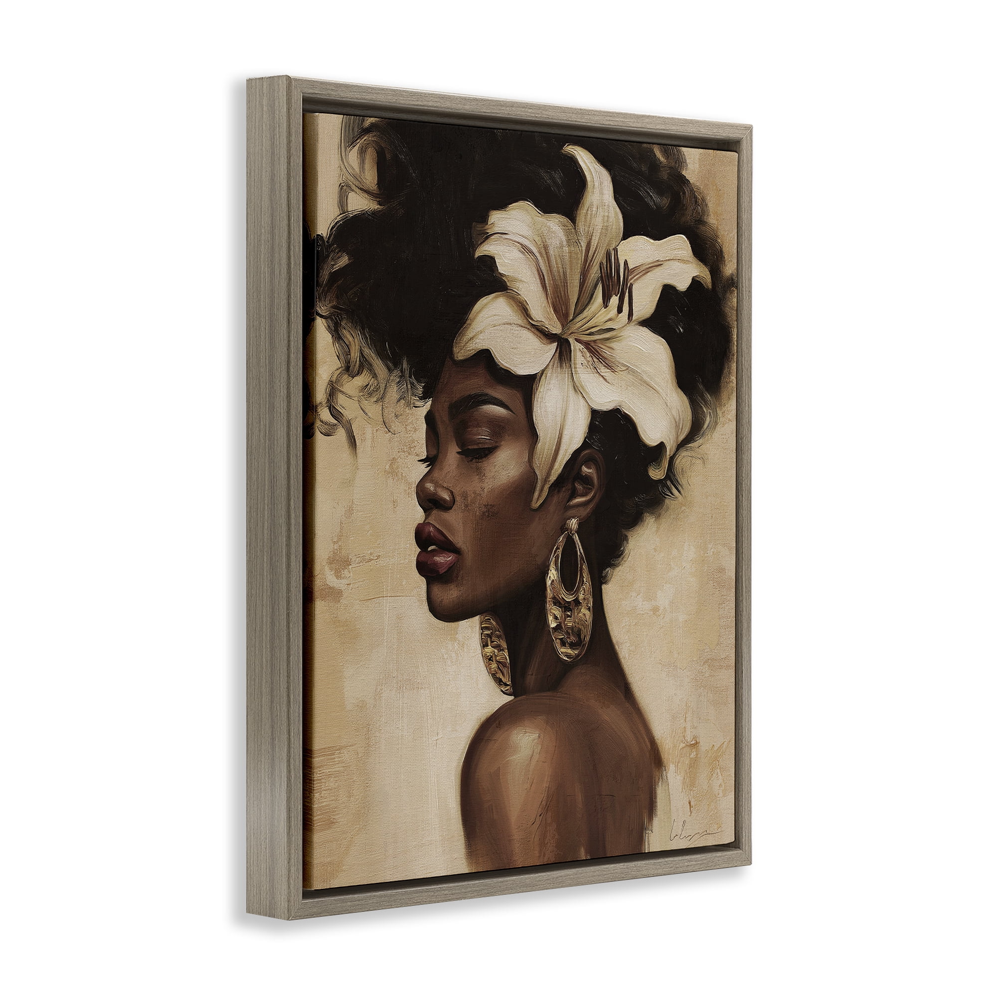 Stupell Industries Nocturne In Ivory Brown Framed Floater Canvas Wall Art, design by Svetlana Aleynikova