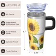 thumbnail image 3 of Sunflower 20oz Stainless Steel Tumbler with Handle and Straw – Insulated Travel Cup with Sliding Lid, 360° Full Wrap Printed Mug for Home, Outdoor & Sports Use, Foral, 3 of 6
