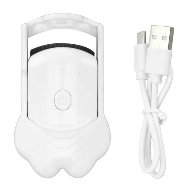 Rizador de pestañas eléctrico portátil, recargable por USB, con 2 modos de temperatura, de larga duración, color blanco