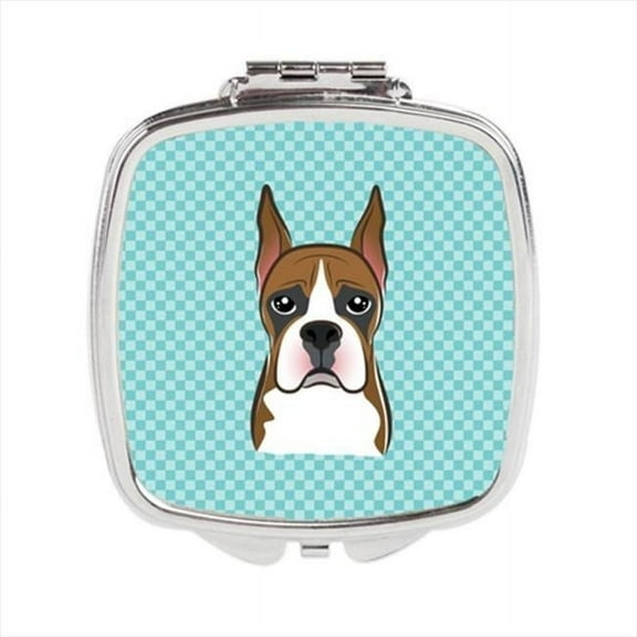 Carolines Treasures  Checkerboard Blue Boxer Compact Mirror- - 2.75 x 3 x .3 In.