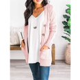 thumbnail image 3 of CHUANK Womens Boho Patchwork Cardigan Long Sleeve Open Front Knit Sweaters Coat Pockets Pink S, 3 of 6