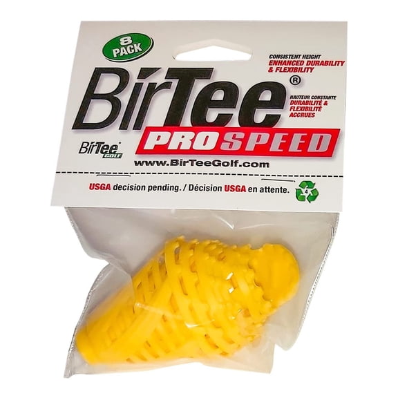 NEW BirTee Pro Speed Golf Tees Plastic 8 Pack, 8 Sizes - Yellow
