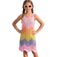 thumbnail image 3 of Girls Swimsuit Size 9-10Y Rainbow Gradient Knit Kids Strappy Beach Cover Up Dress Girls Bathing Suit, 3 of 9