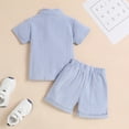 thumbnail image 3 of Fsqjgq Baby Boy Clothes 4Y Boys' Fashion Pajamas Toddler Boys Girls Short Sleeve Summer Casual Gentleman Tops Hawaii Beach Holiday Solid Shirts T Shirt Shorts Outfits Clothes Set Boys Fall Clothes, 3 of 6