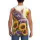 thumbnail image 4 of Fotbe Daisy Sunflower Lazy Cat Men's Camiseta sin Mangas Estampada para Hombres, Playera Casual para Gimnasio, Entrenamiento, Playa-3X-Large, 4 of 7
