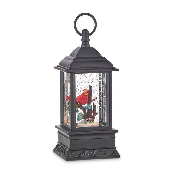 RAZ Imports 9.5" Christmas Cardinal Lighted Glitter Water Lantern - Includes USB Cord