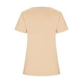 thumbnail image 4 of iHengLiXing Boat Neck Off Shoulder Tops for Women Women's Short Sleeved Solid Color Neck Button Open Hem T-shirt Top Beige M, 4 of 4