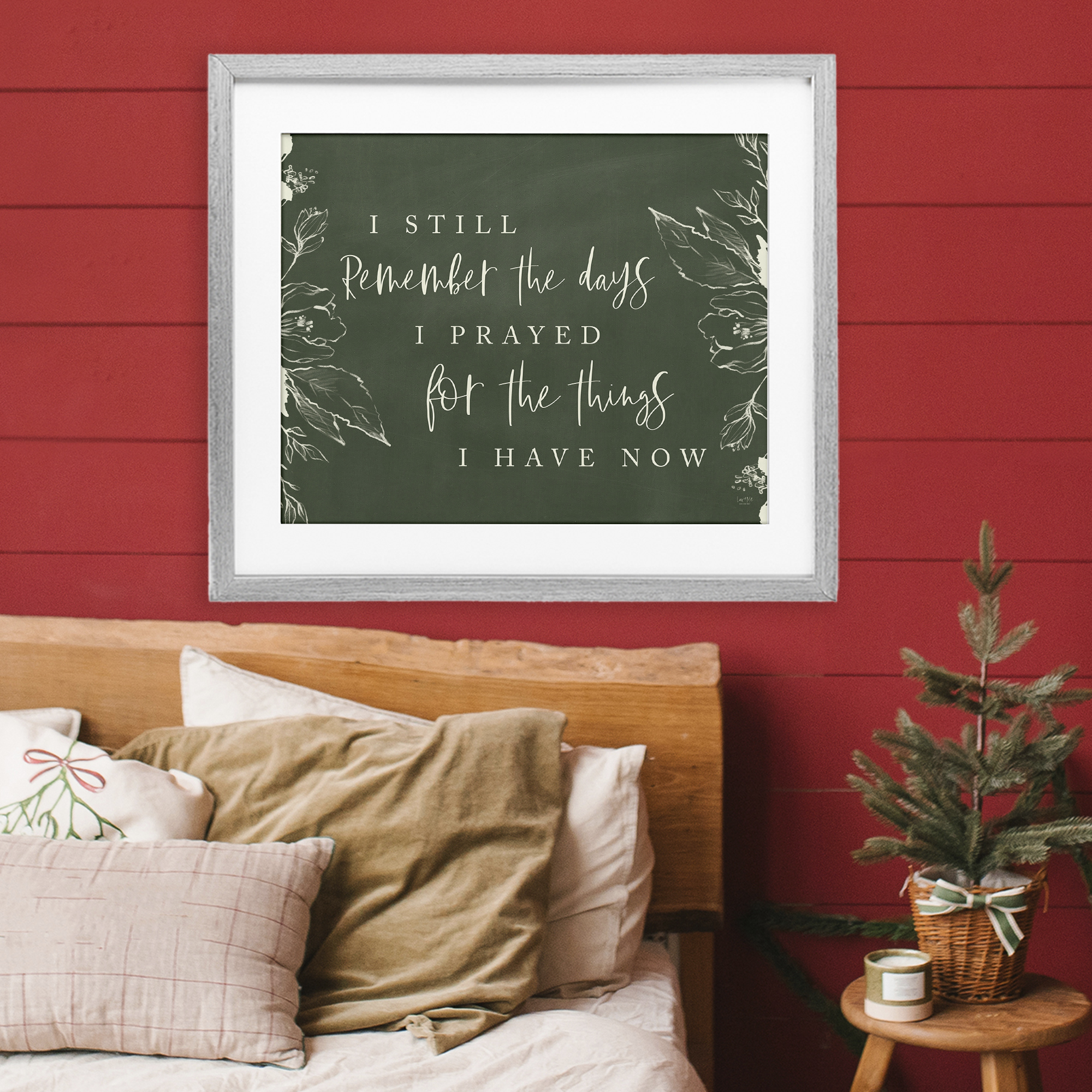 Prayed For What I Have Now Gray Framed Print Under Glass, design by Lux + Me Designs
