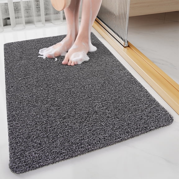 CheAAlet Bath Rug Thick Soft Absorbent Rubber Backing Quick Dry Microfiber Mats Machine Washable Rugs for Shower Floor Bathroom Runner Bathmat Accessories Decor Black