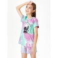 thumbnail image 4 of Beezizac Tie Dye Cat Pajamas for Teen Girls Cute Summer 2 Piece Jammies Big Kid Size 6, 4 of 7