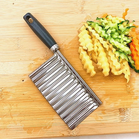 

Stainless Steel Potato Cutter Large Crinkle Cutter Cutting Tool French Fry Slicer Fruit Vegetable Wavy Chopper Knife