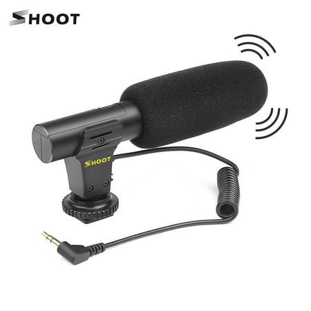 SHOOT XT-451 Portable Condenser Stereo Microphone Mic with 3.5mm Jack Hot Shoe Mount for Canon Sony Nikon Camera Camcorder DV Smartphone for Video Studio Recording Interview