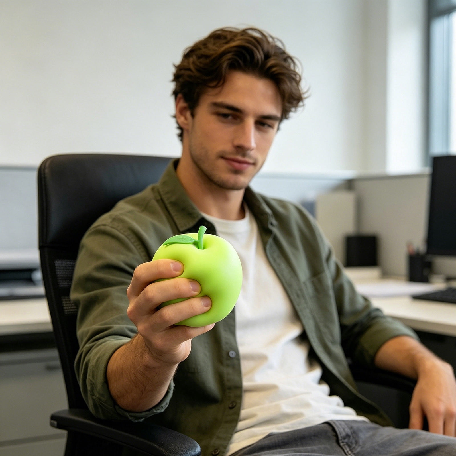 Realistic Apple Stress Ball Slow Rising Soft Scented Decompression Fidget Pu Squeeze Relief Adult Office Desk Home Decorative Kawaii Accessory