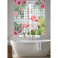 thumbnail image 4 of Summer Flamingos Sheer Curtains 63 Inch Length 2 Panels Set, Tropical Flowers Leaves Cactus Plaid Voile Window Treatment Rod Pocket Curtains Sheers Drapes for Bedroom/Living Room/Kitchen 52x"63"x2, 4 of 7