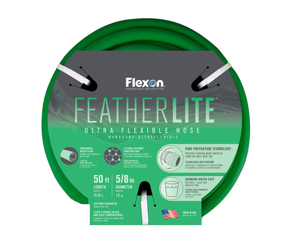 x 50 ft. Flexon FeatherLITE Hose with Swivel Male Coupling M56B 5/8 in 