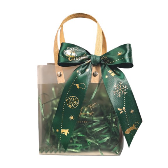 Green Christmas Present Carrying Bag, Christmas Eve Gift Packaging Box, Holiday Creative Handheld Souvenir Pouch For Seasonal Celebrations And Festive Gatherings