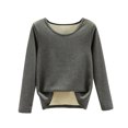 thumbnail image 3 of Women Autumn And Winter Casual Solid Color Long Sleeve Round Neck Multicolor Thickened Warm Top Thermal Underwear Thermal Top And Bottom for Men Pack Long Sleeve Thermal Shirt Womens Lined Shirt, 3 of 3
