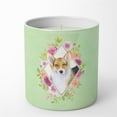 thumbnail image 1 of 10 oz Corgi Green Flowers Decorative Soy Candle, 1 of 1