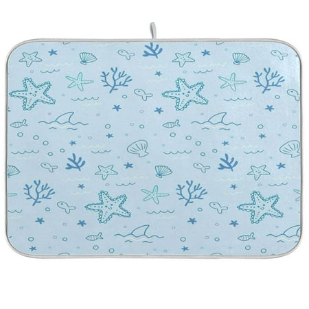 

Dish Drying Mat Multi-functional Absorbent Kitchen Drying Mat Foldable Drying Mat for Kitchen Drainer Rack 18 x24 Underwater Animals Pattern