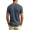 thumbnail image 6 of Men's Cotton Stripe Casual Short Sleeve Tee T-Shirt Crewneck Overlap Henley Soft Breathable Moisture Wicking Summer Daily Workout Gym Streetwear Fashion Essentials Gift for Him, 6 of 8