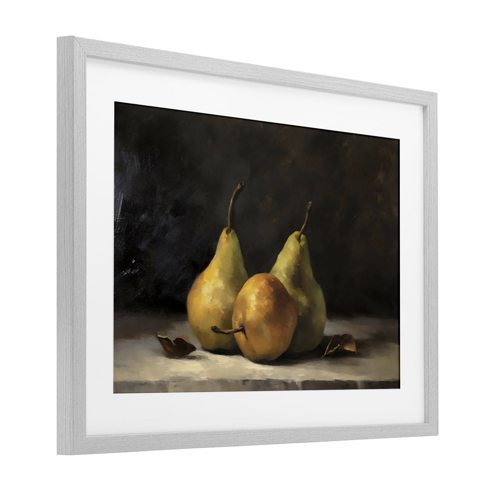 Stupell Industries Three Pears on Marble Gray Framed Print Under Glass, design by Creative Studio