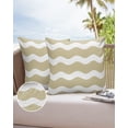 thumbnail image 6 of Pack of 2 Outdoor Pillow Covers, Light Brown Sea Wave Ripple Stripe Waterproof Square Throw Pillowcase Cushion Decorative Pillow Covers for Couch Patio Tent, 16x16 in, 6 of 6