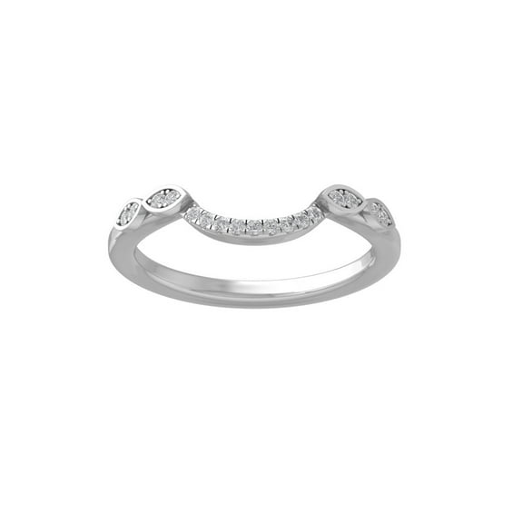 ARAIYA FINE JEWELRY 10K White Gold Diamond Wedding Band Ring (1/10 cttw, I-J Color, I2-I3 Clarity) Size 7.5