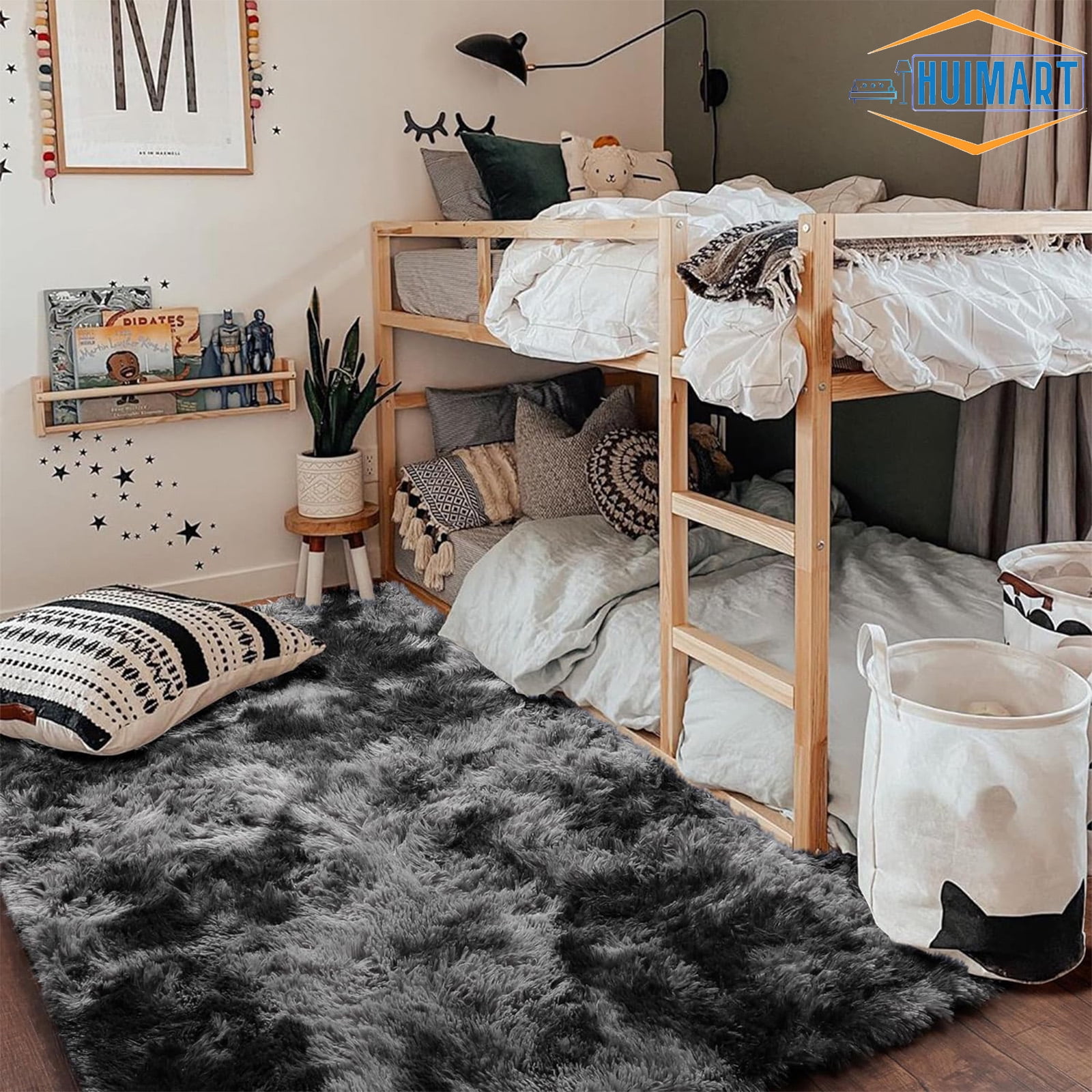 SUSUZI 5 x 7 ft Shaggy Area Rugs for Bedroom Living Room Modern Large Fluffy Floor Rugs Plush Soft Carpet Rugs Home Décor, Charcoal Gray